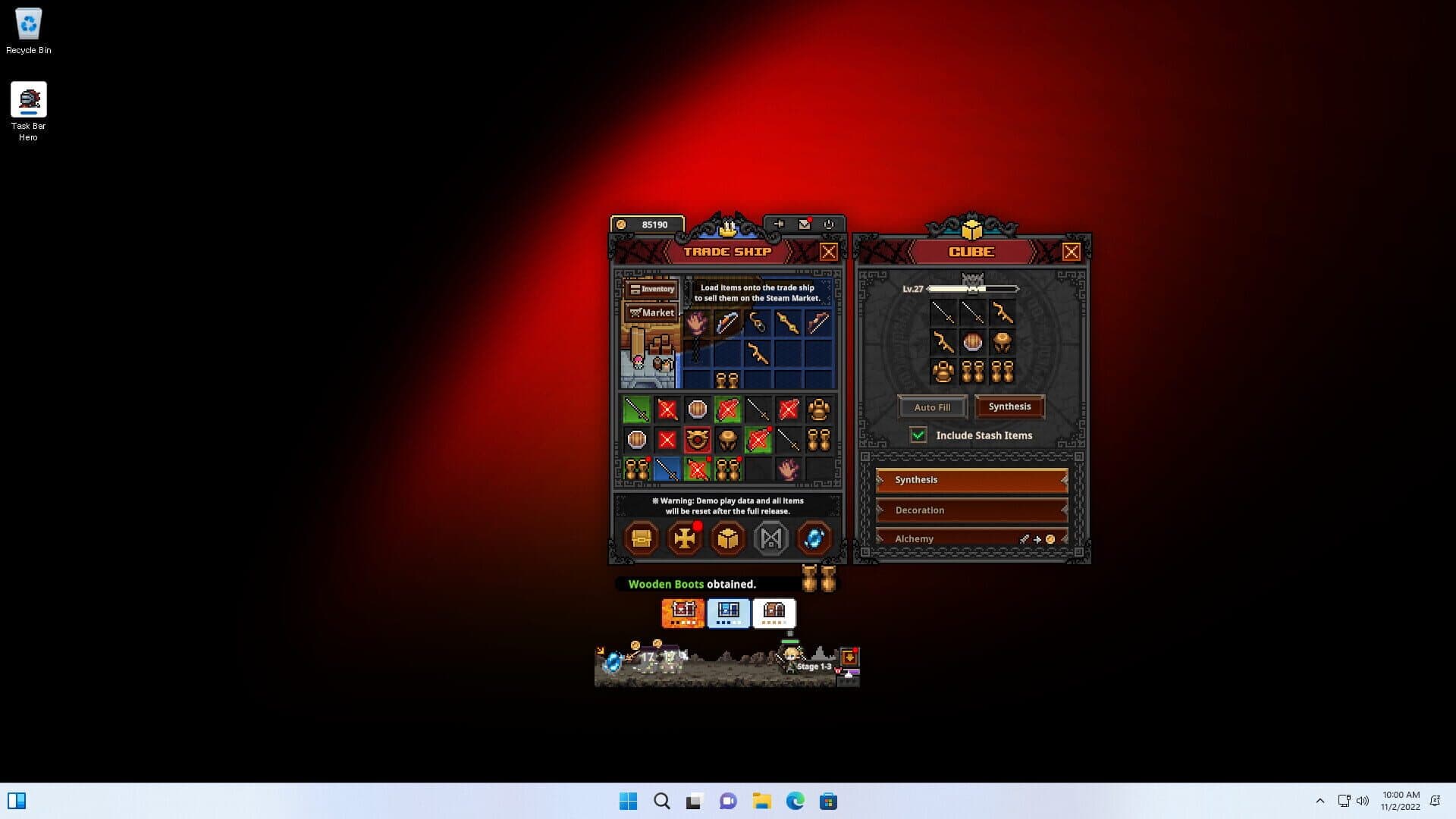 Screenshot for TBH: Task Bar Hero