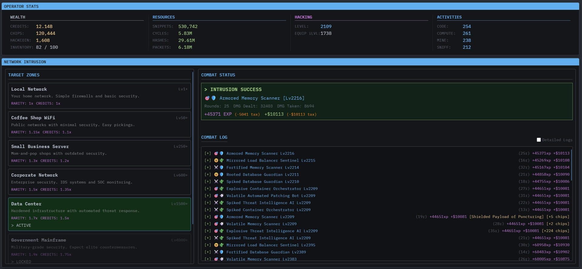 Screenshot for Idle Hacking: An Inaction RPG
