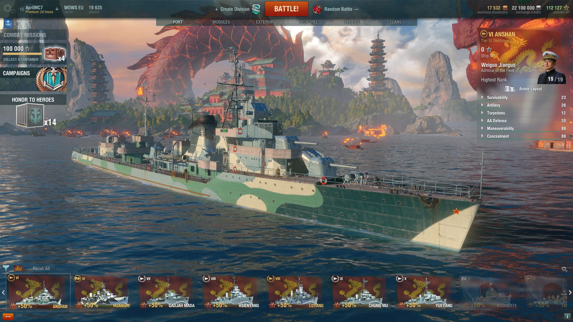 Screenshot for World of Warships: Anshan Pack