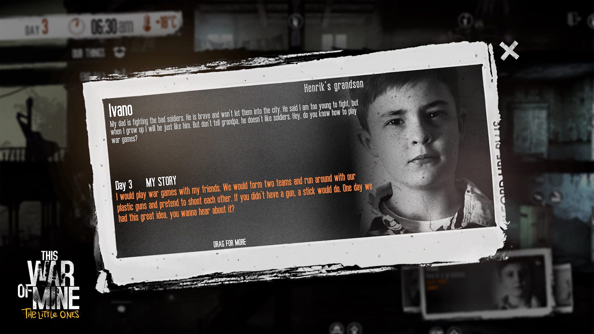 Screenshot for This War of Mine: The Little Ones