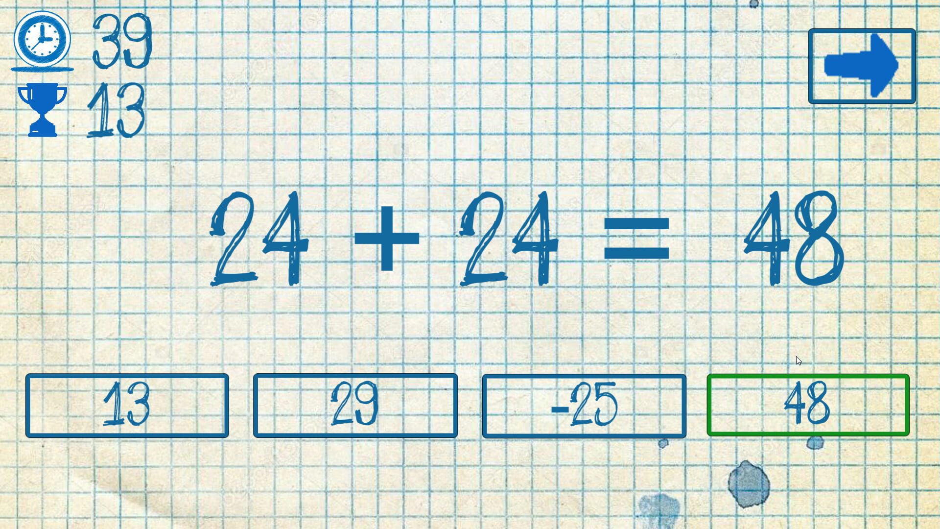 Screenshot for The young mathematician: Easy difficulty