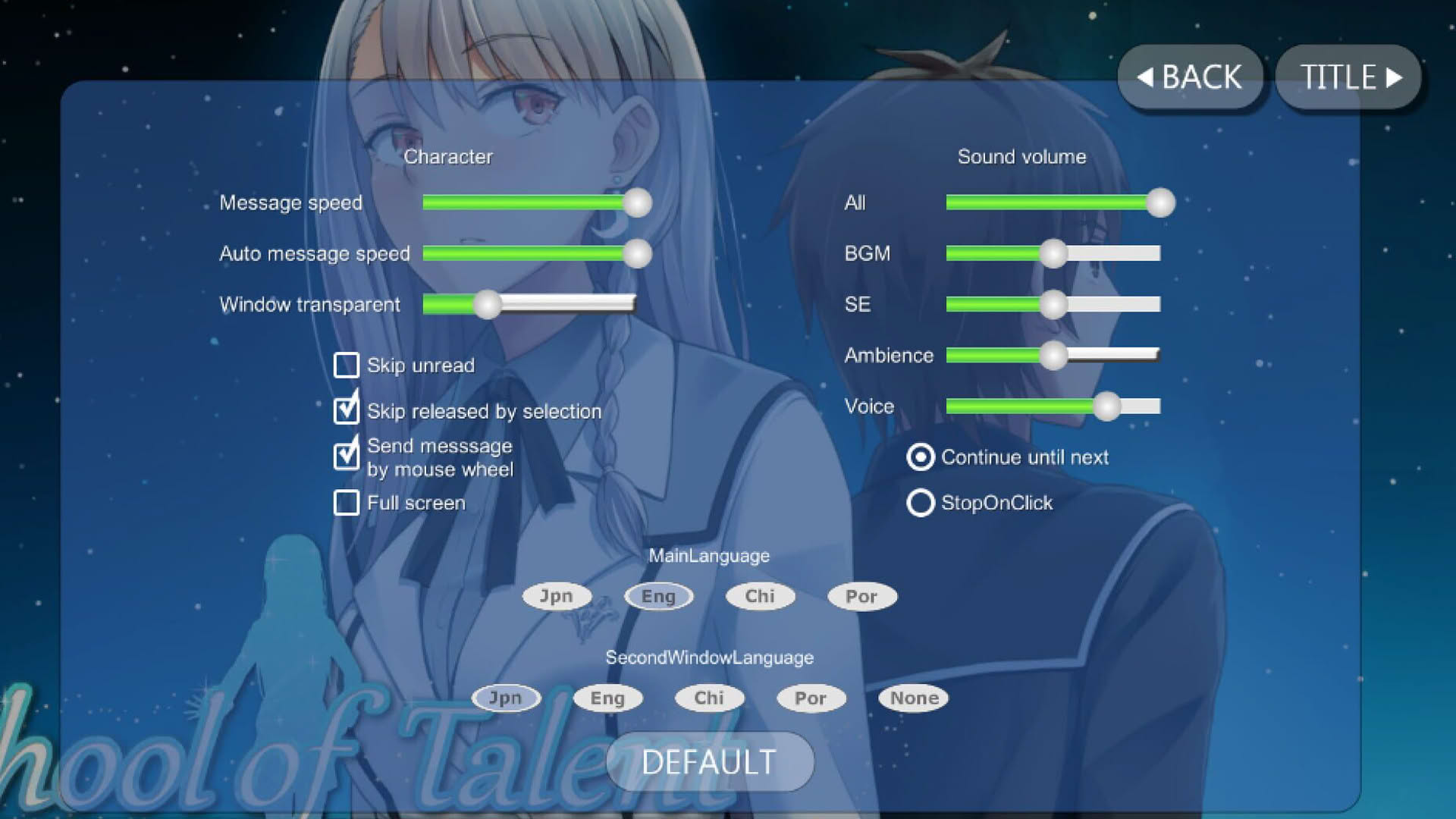 Screenshot for School of Talent: Suzu-Route