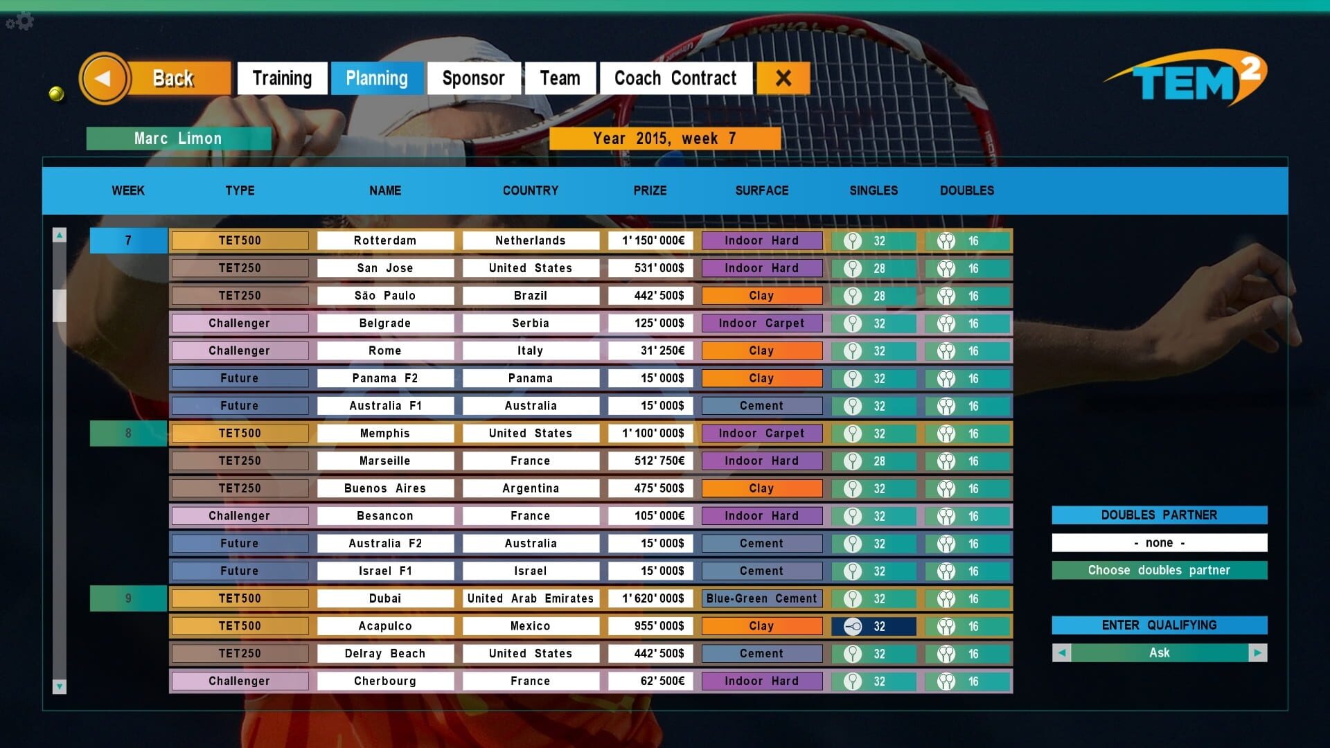 Screenshot for Tennis Elbow Manager 2
