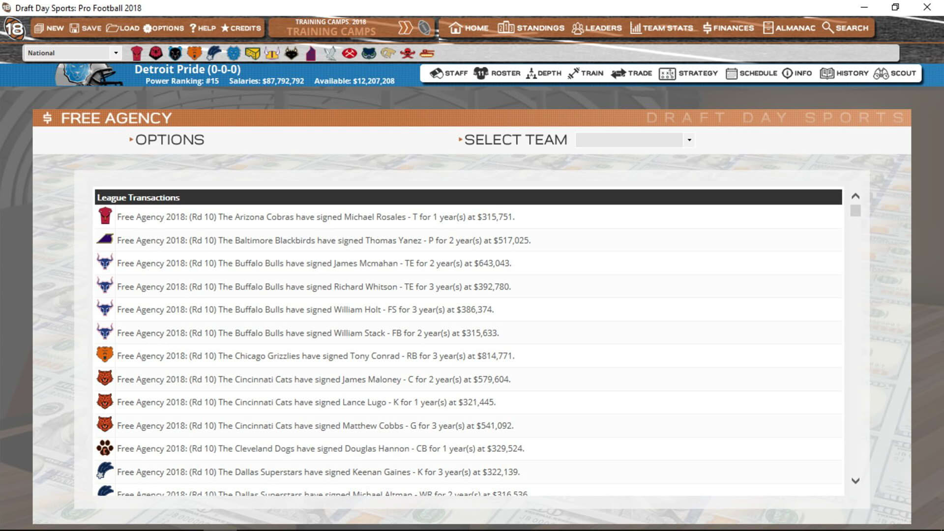 Screenshot for Draft Day Sports: Pro Football 2018