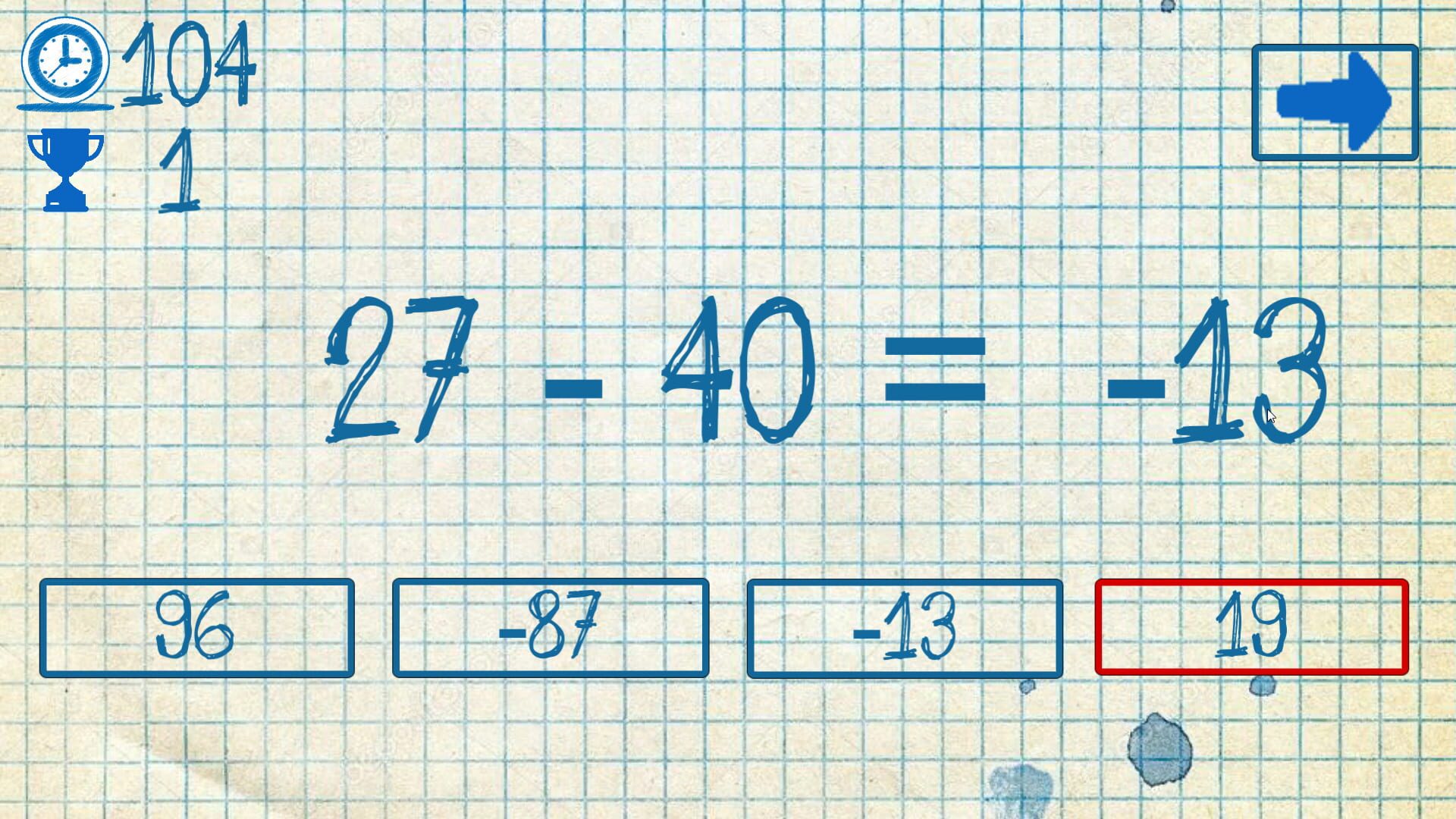 Screenshot for The young mathematician: Easy difficulty