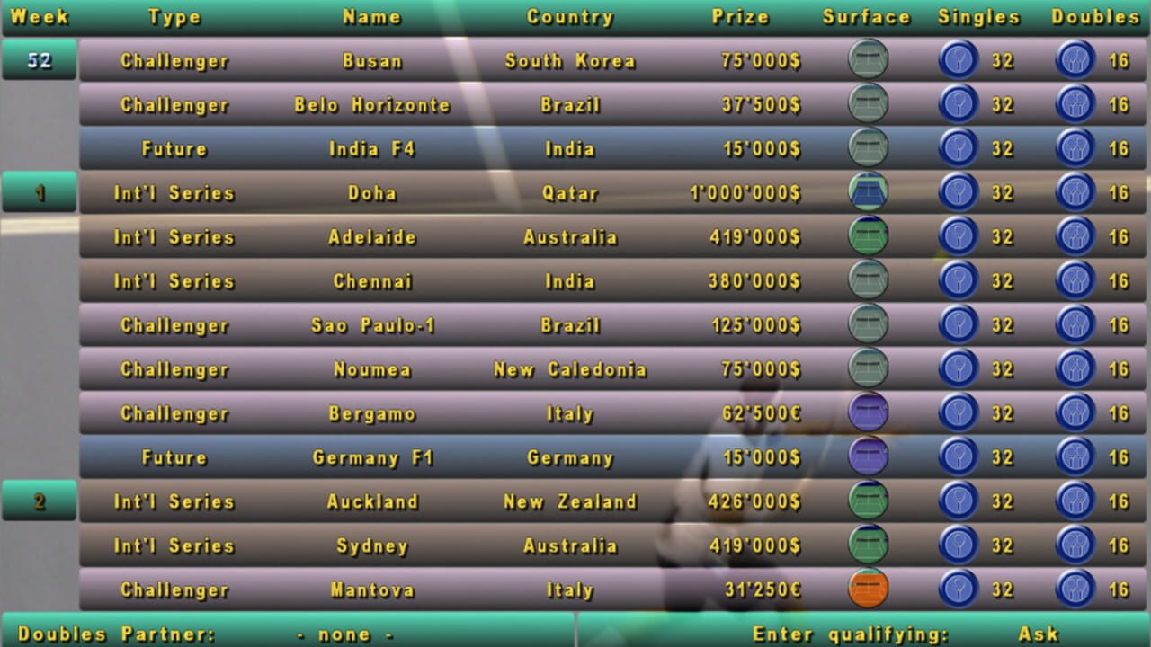 Screenshot for Tennis Elbow Manager