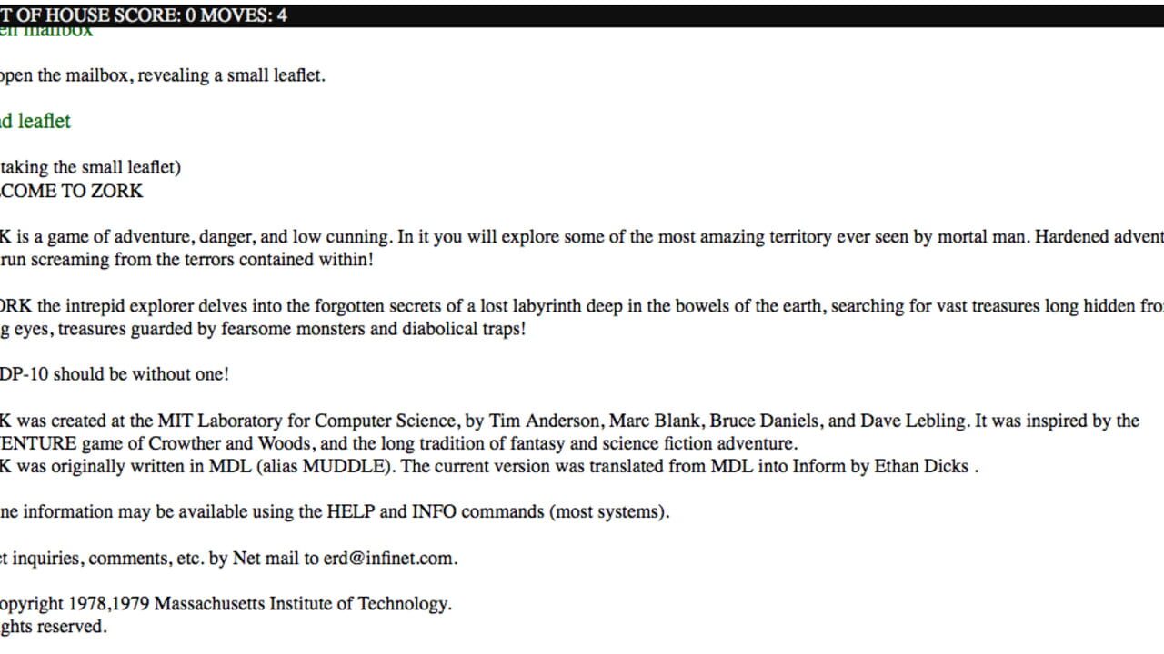 Screenshot for Zork