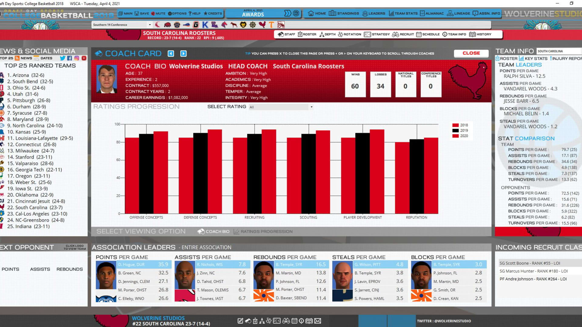 Screenshot for Draft Day Sports: College Basketball 2018