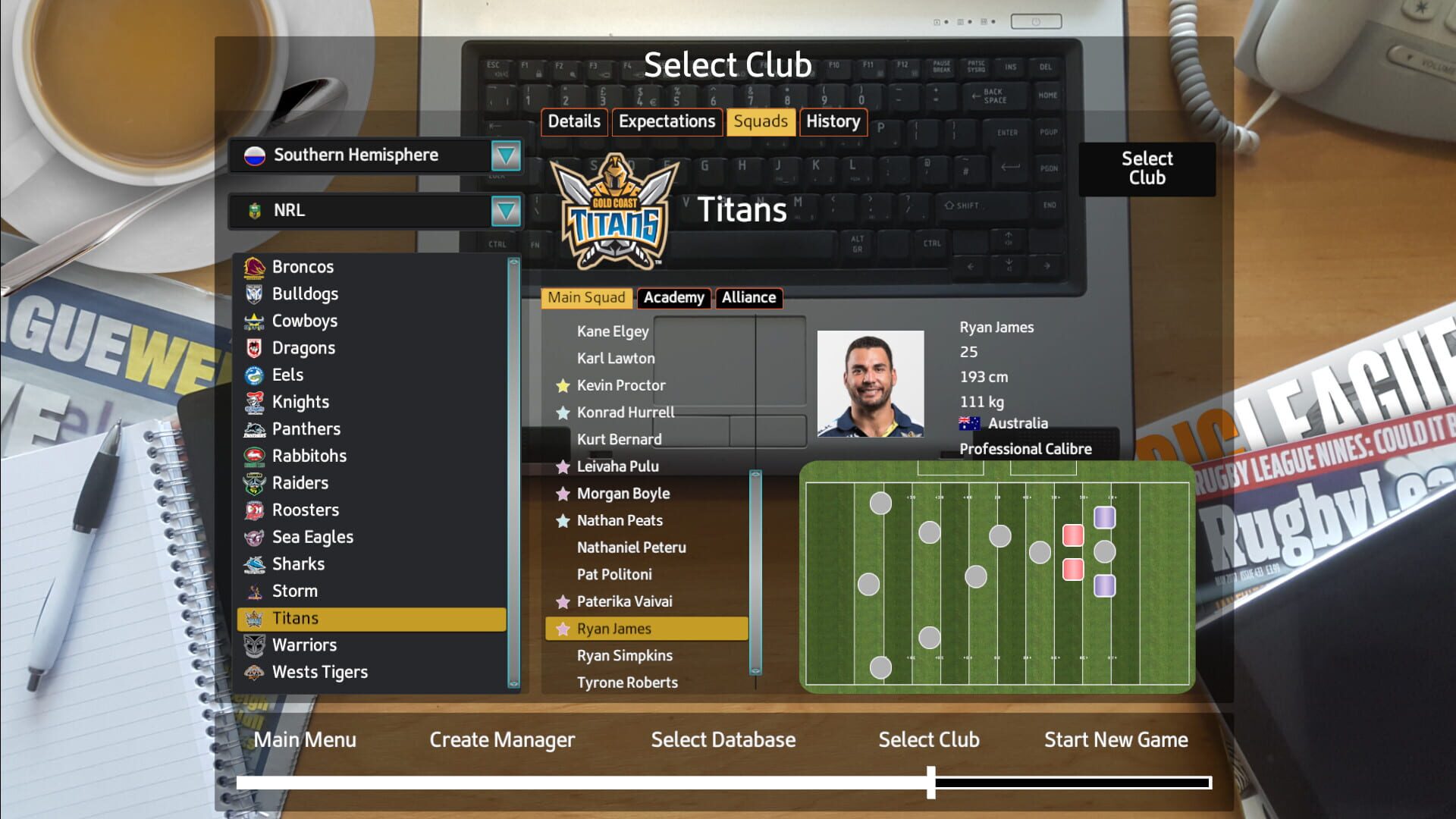 Screenshot for Rugby League Team Manager 2018