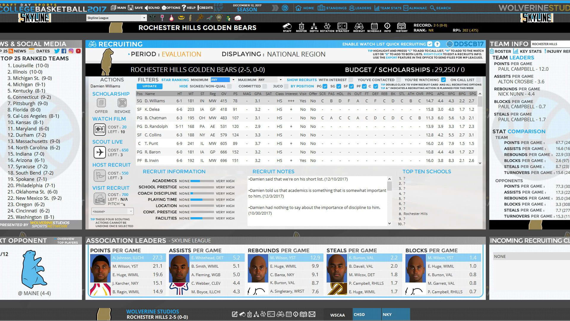 Screenshot for Draft Day Sports: College Basketball 2017