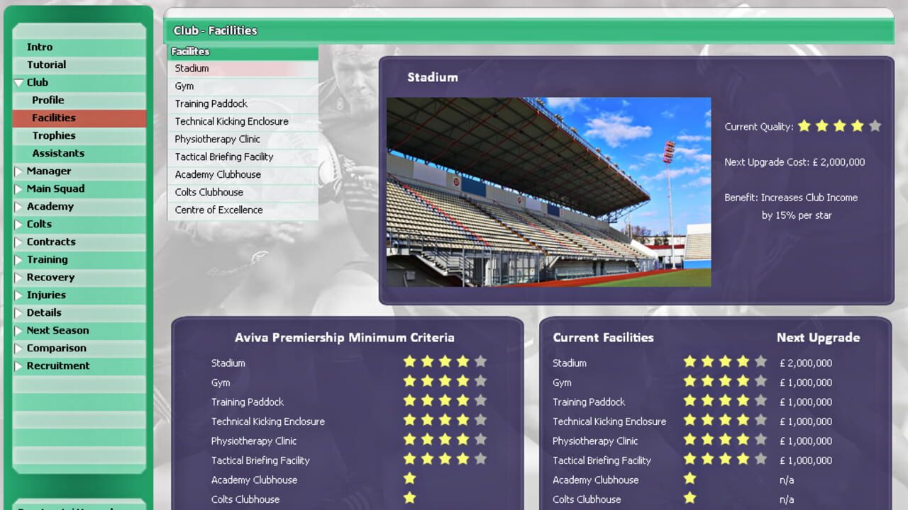 Screenshot for Rugby Union Team Manager 2015