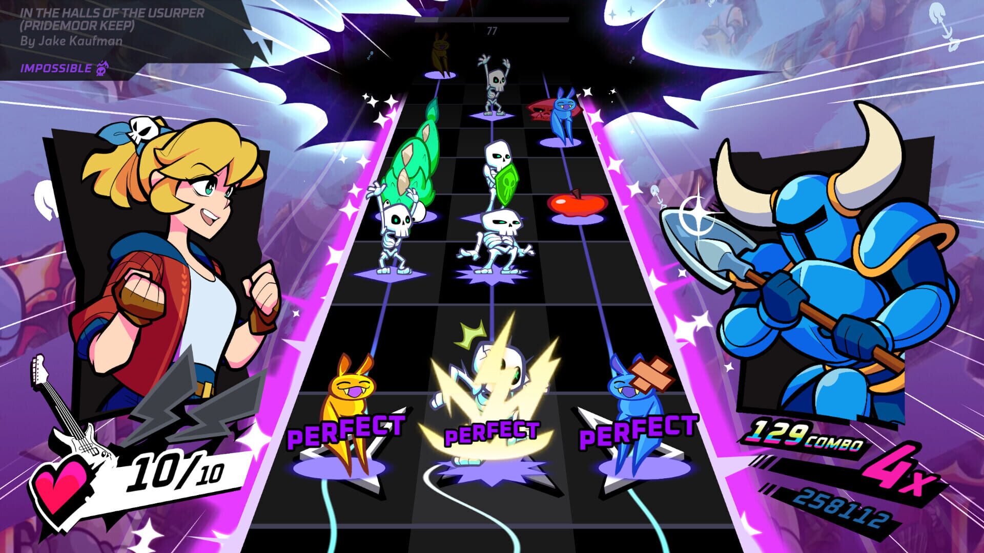 Screenshot for Rift of the NecroDancer: Shovel Knight - "In the Halls of the Usurper (Pridemoor Keep)" - Jake Kaufman