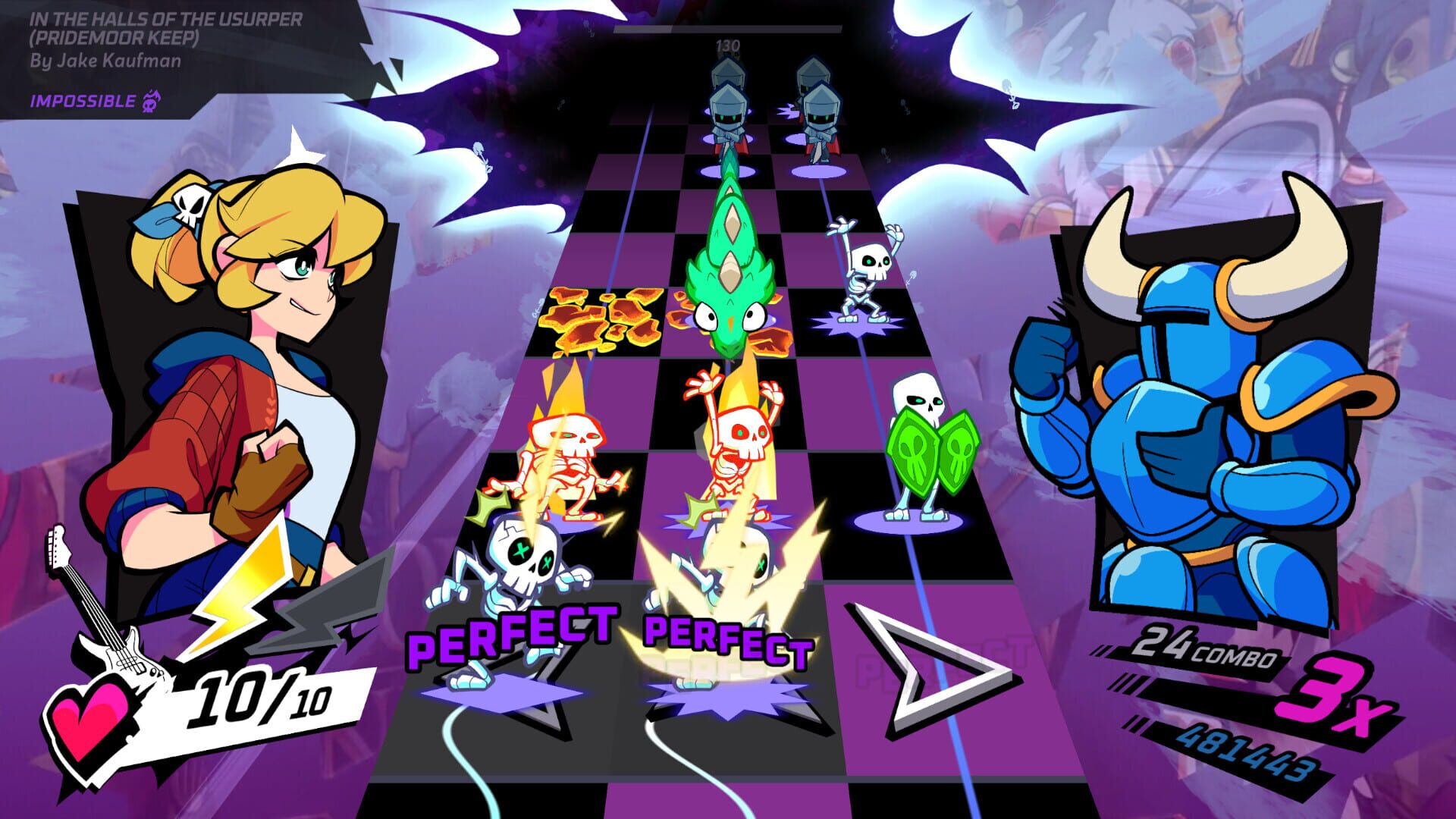 Screenshot for Rift of the NecroDancer: Shovel Knight - "In the Halls of the Usurper (Pridemoor Keep)" - Jake Kaufman