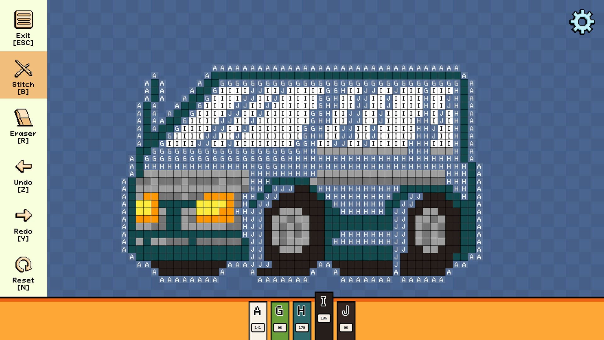 Screenshot for Pixel Cross Stitch: Color by Number - Tiny Vehicles Pack 2