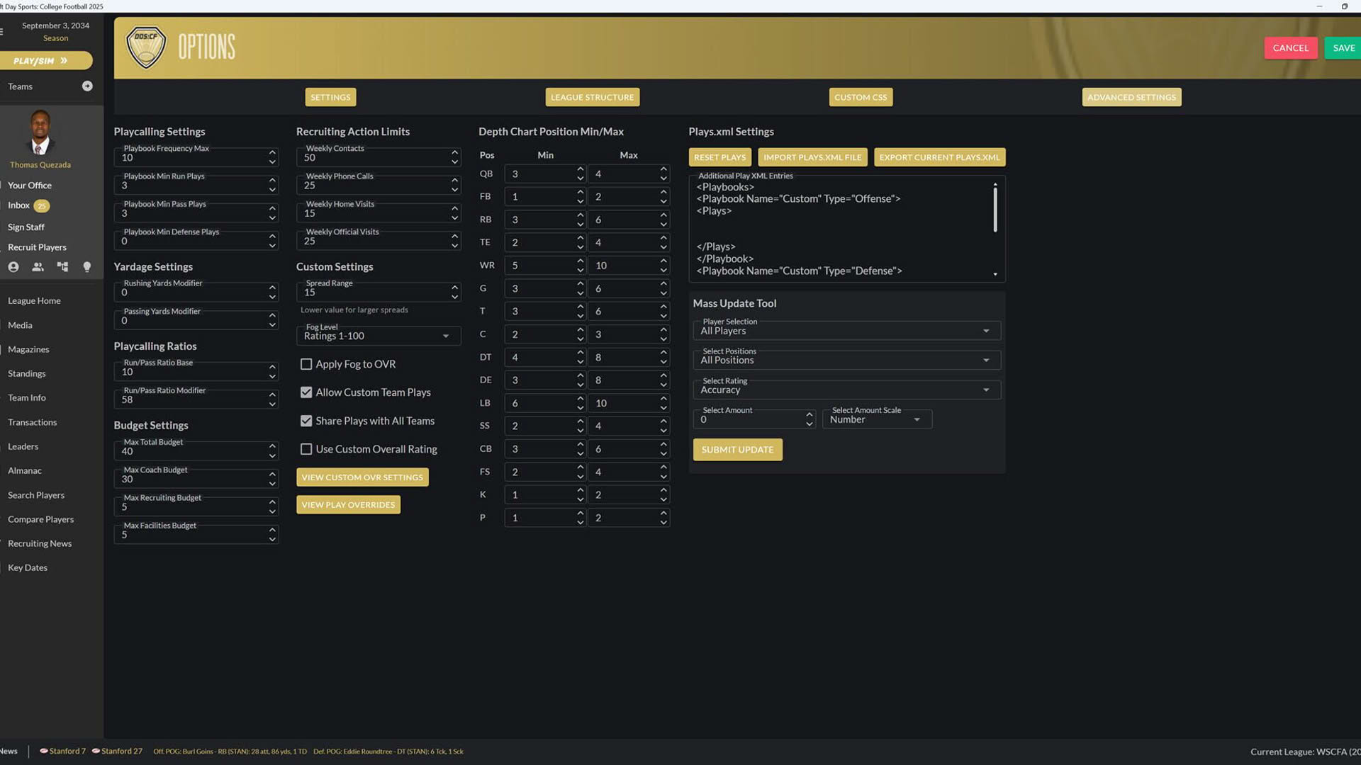 Screenshot for Draft Day Sports: College Football 2025