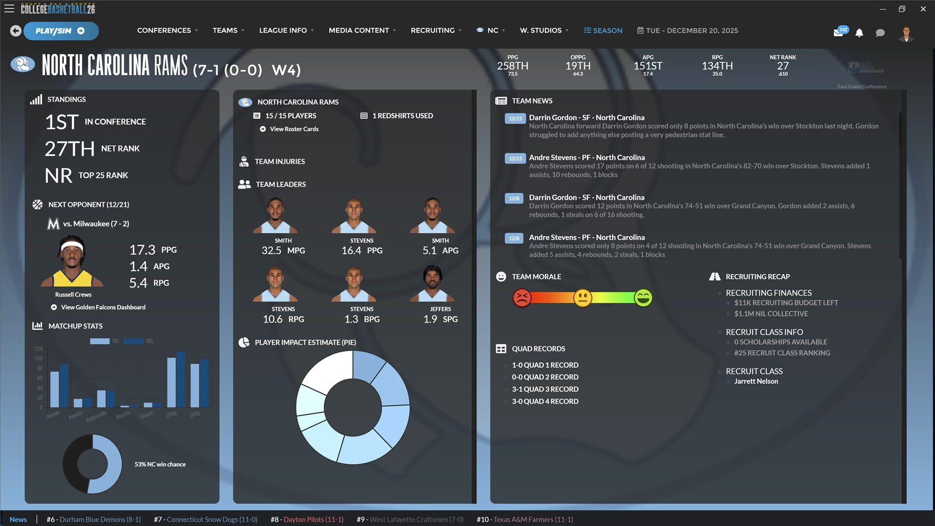 Screenshot for Draft Day Sports: College Basketball 26