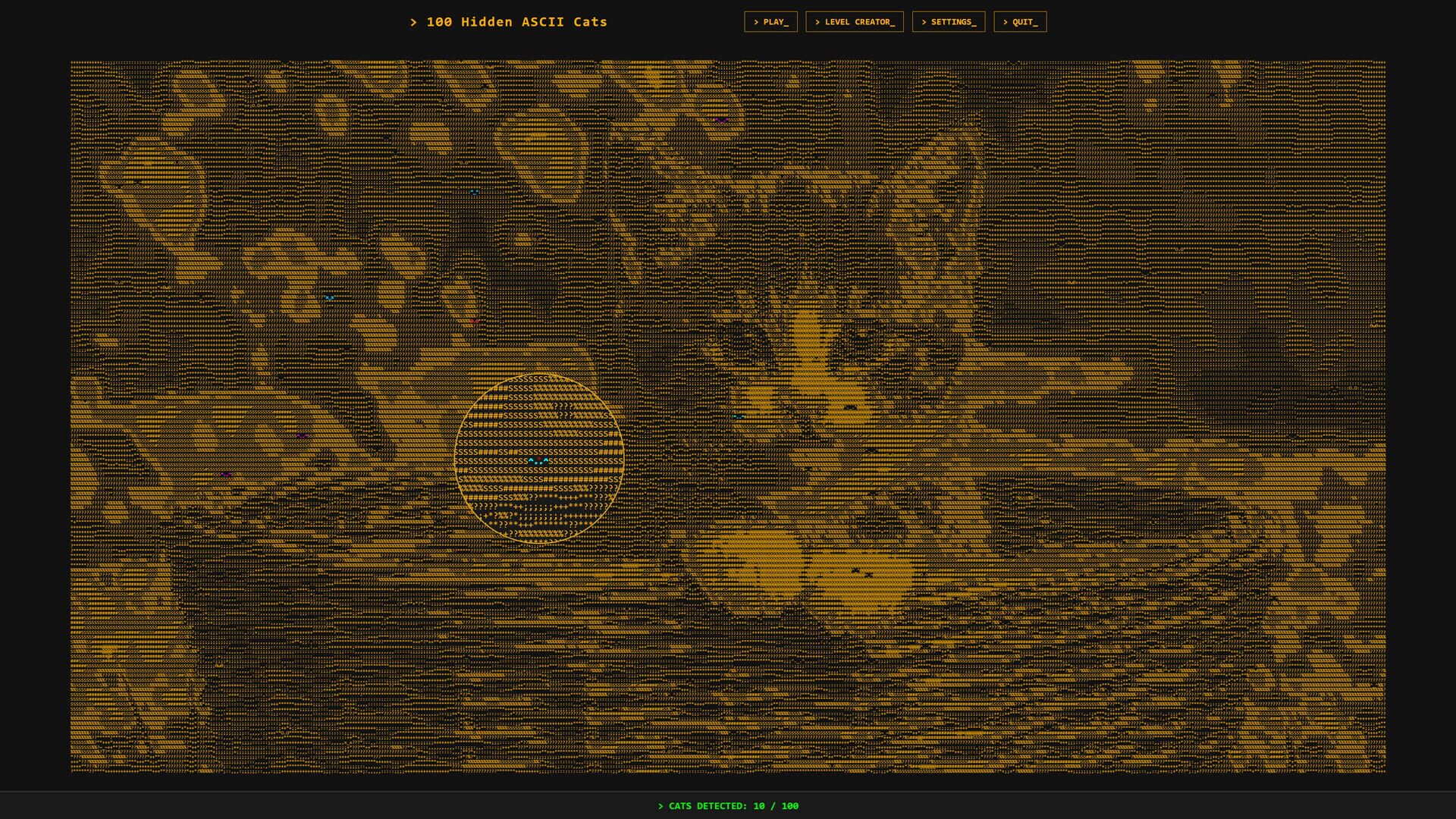 Screenshot for 100 Hidden ASCII Cats