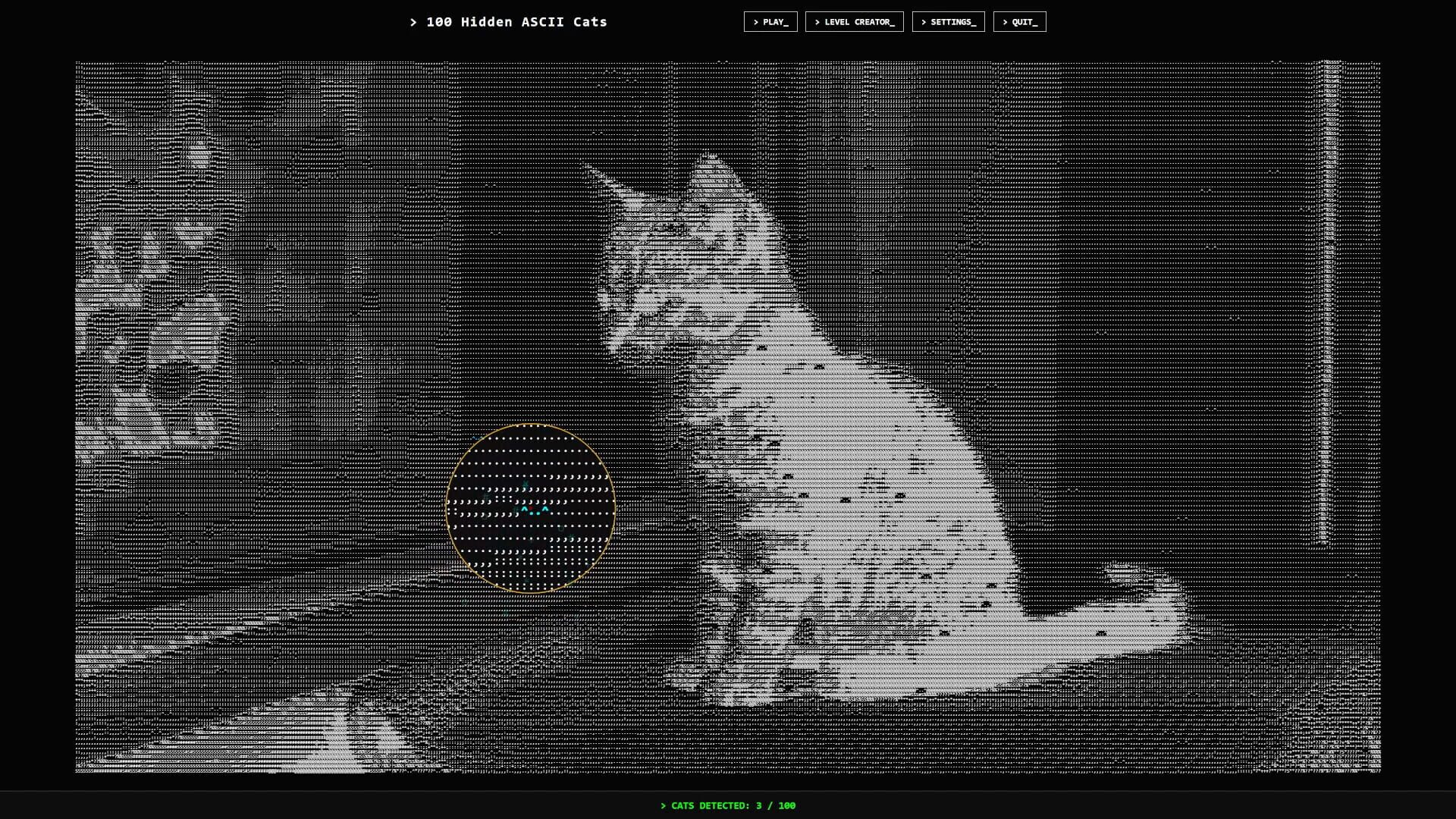 Screenshot for 100 Hidden ASCII Cats