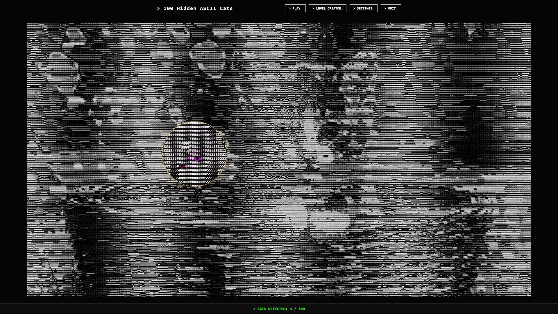 Screenshot for 100 Hidden ASCII Cats