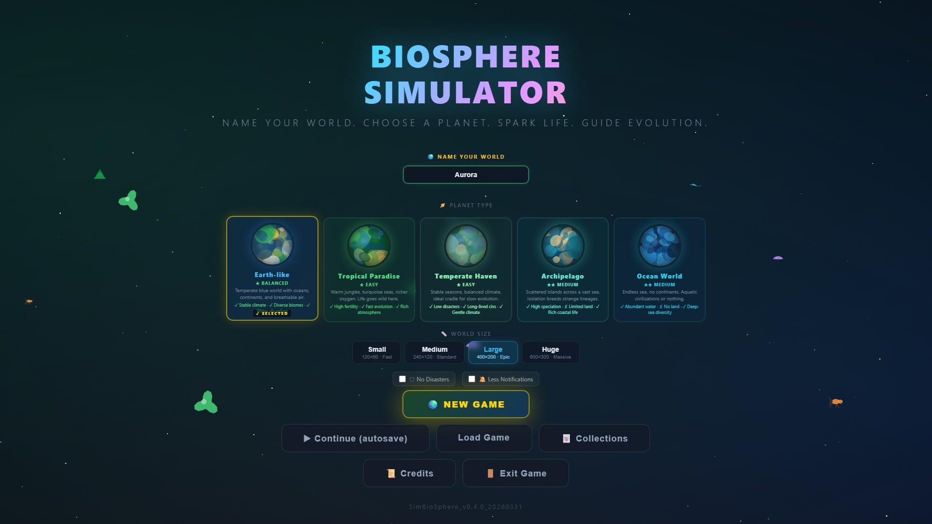 Screenshot for Biosphere Simulator