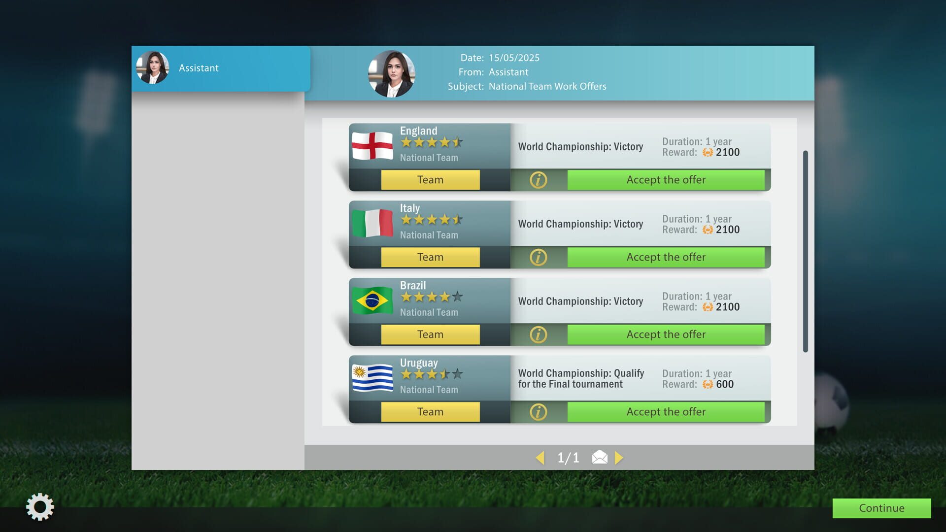 Screenshot for Football, Tactics & Glory: World Championship