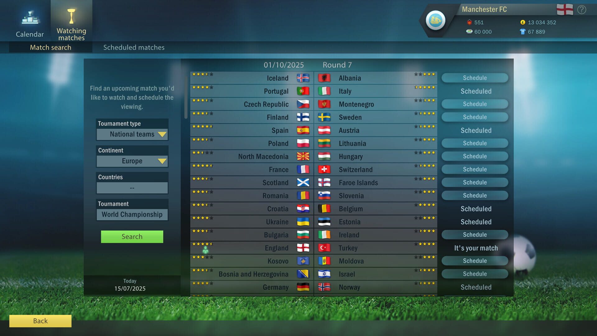 Screenshot for Football, Tactics & Glory: World Championship