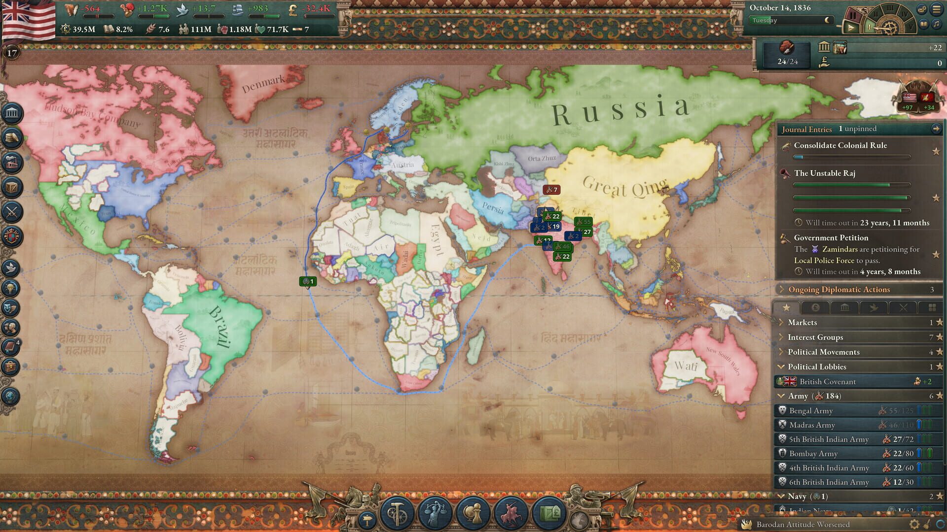 Screenshot for Victoria 3: Pivot of Empire