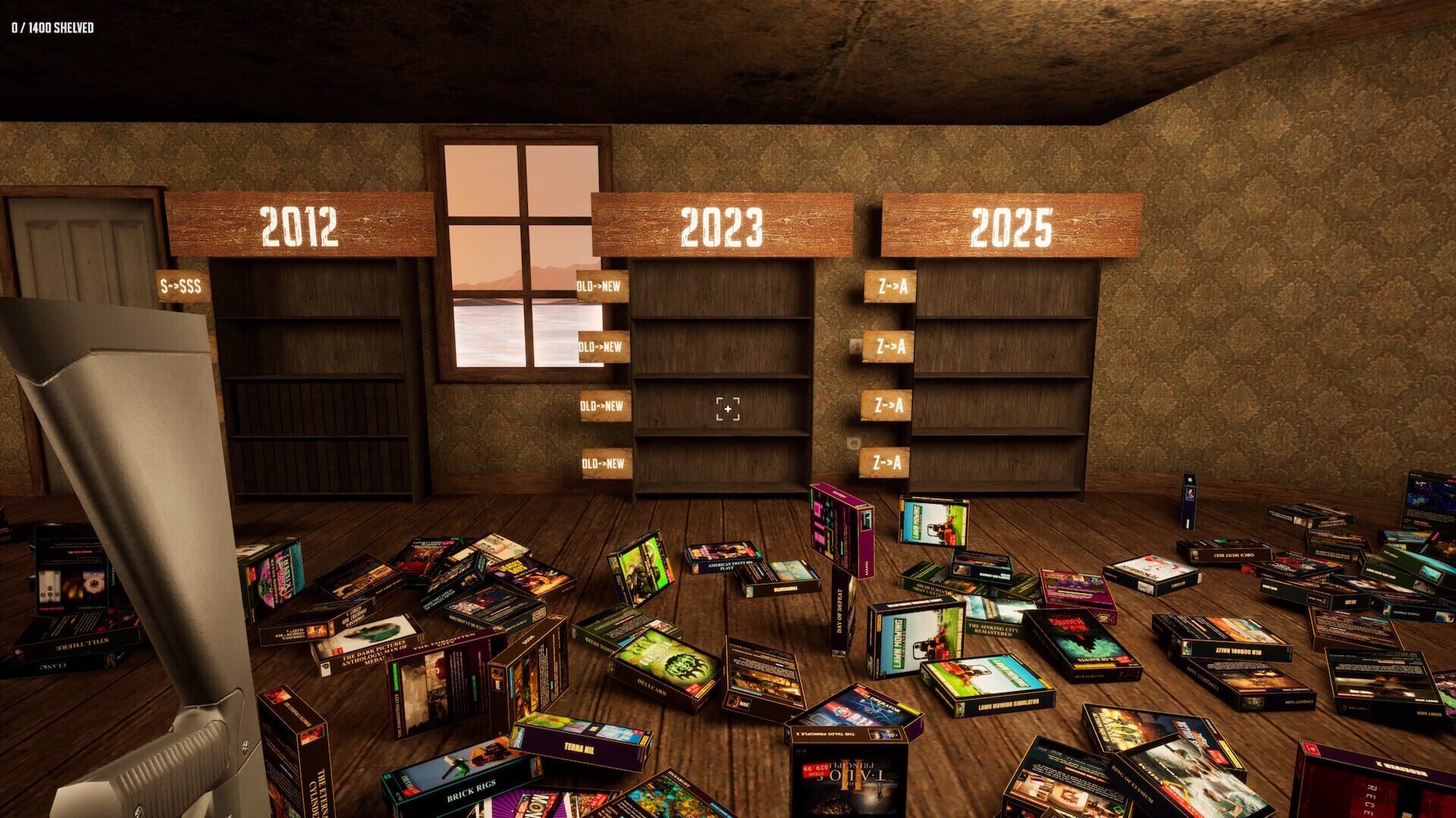 Screenshot for Game Shelver 99: I Must Organize My Steam Library and Defend It Against Pirates With a Shotgun