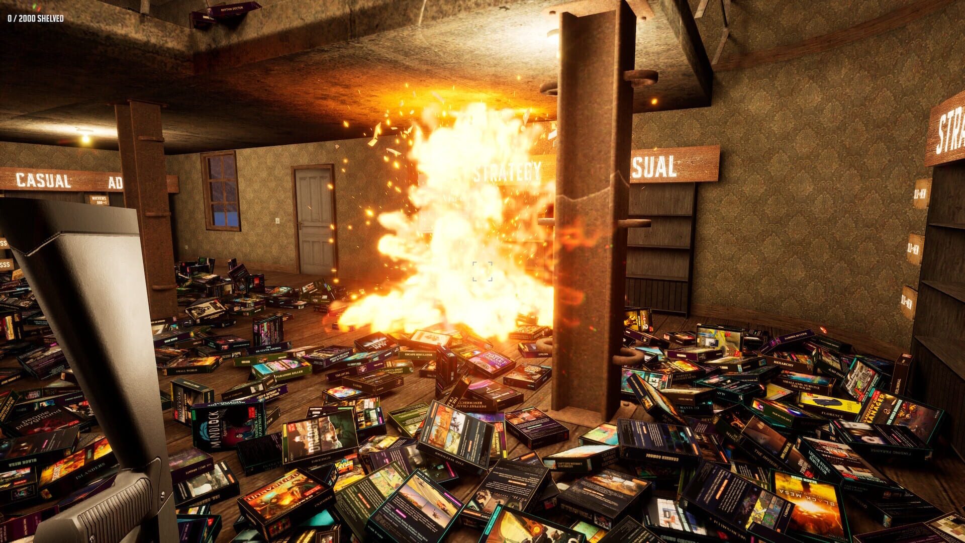 Screenshot for Game Shelver 99: I Must Organize My Steam Library and Defend It Against Pirates With a Shotgun