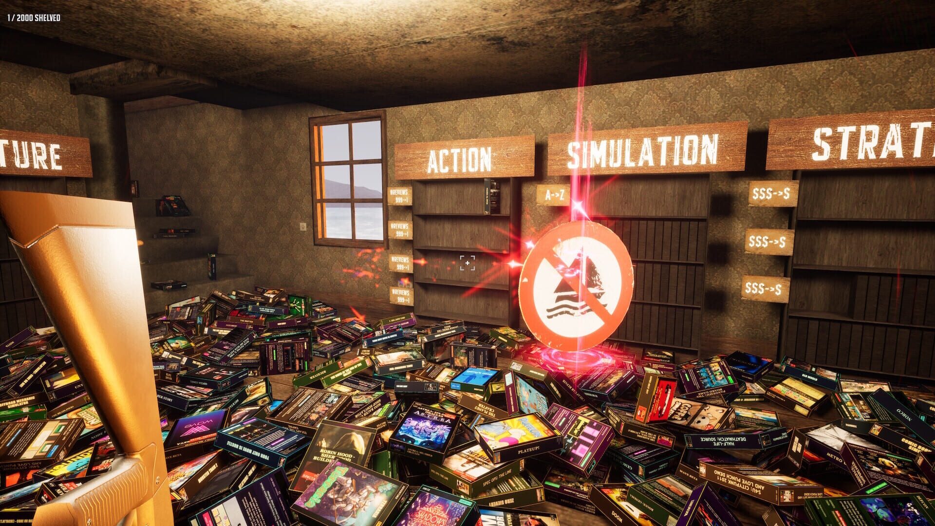 Screenshot for Game Shelver 99: I Must Organize My Steam Library and Defend It Against Pirates With a Shotgun