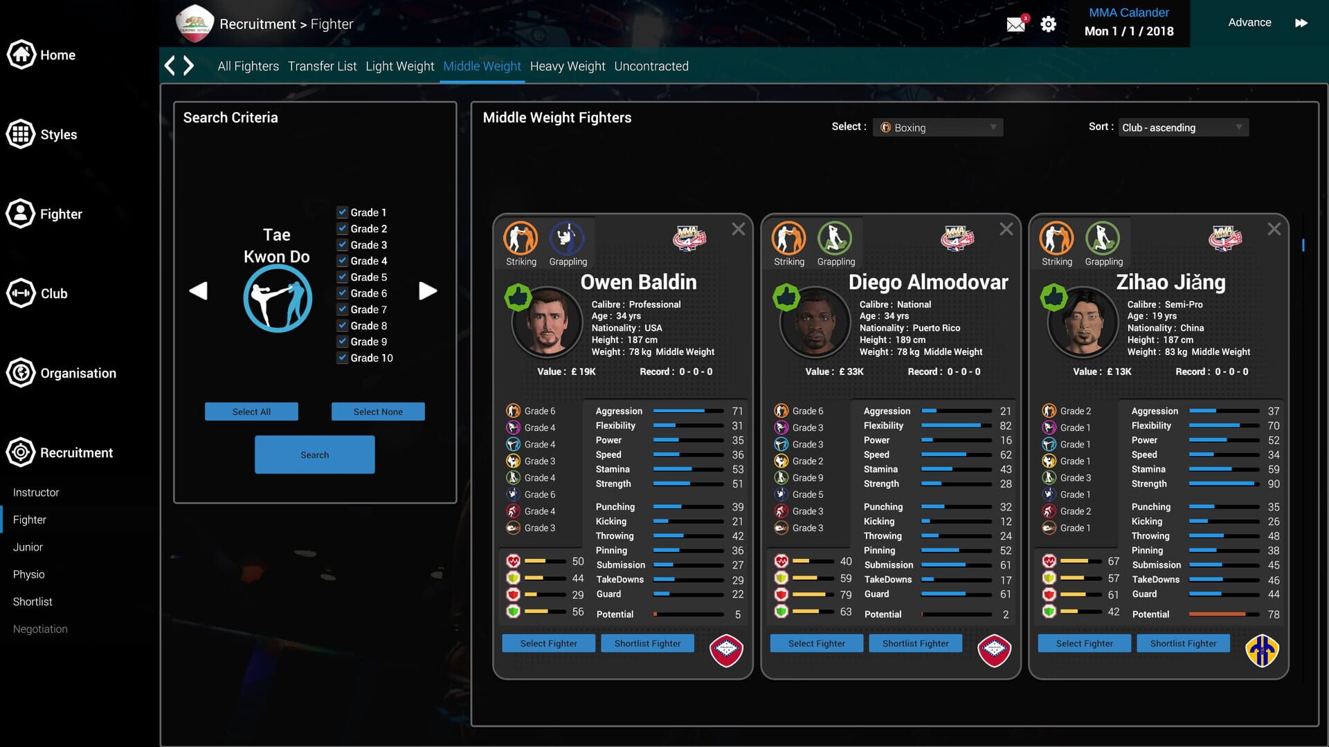 Screenshot for MMA Team Manager