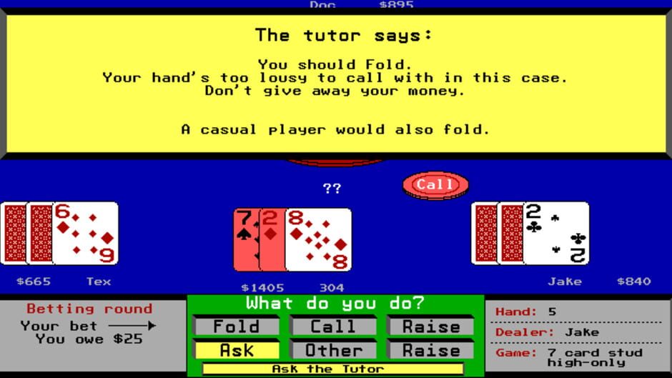 Screenshot for Amarillo Slim's 7 Card Stud