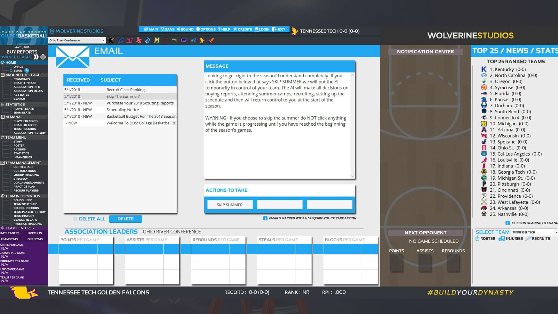 Screenshot for Draft Day Sports: College Basketball 2019