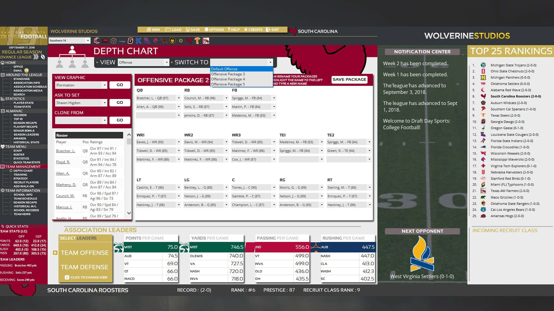 Screenshot for Draft Day Sports: College Football 2019