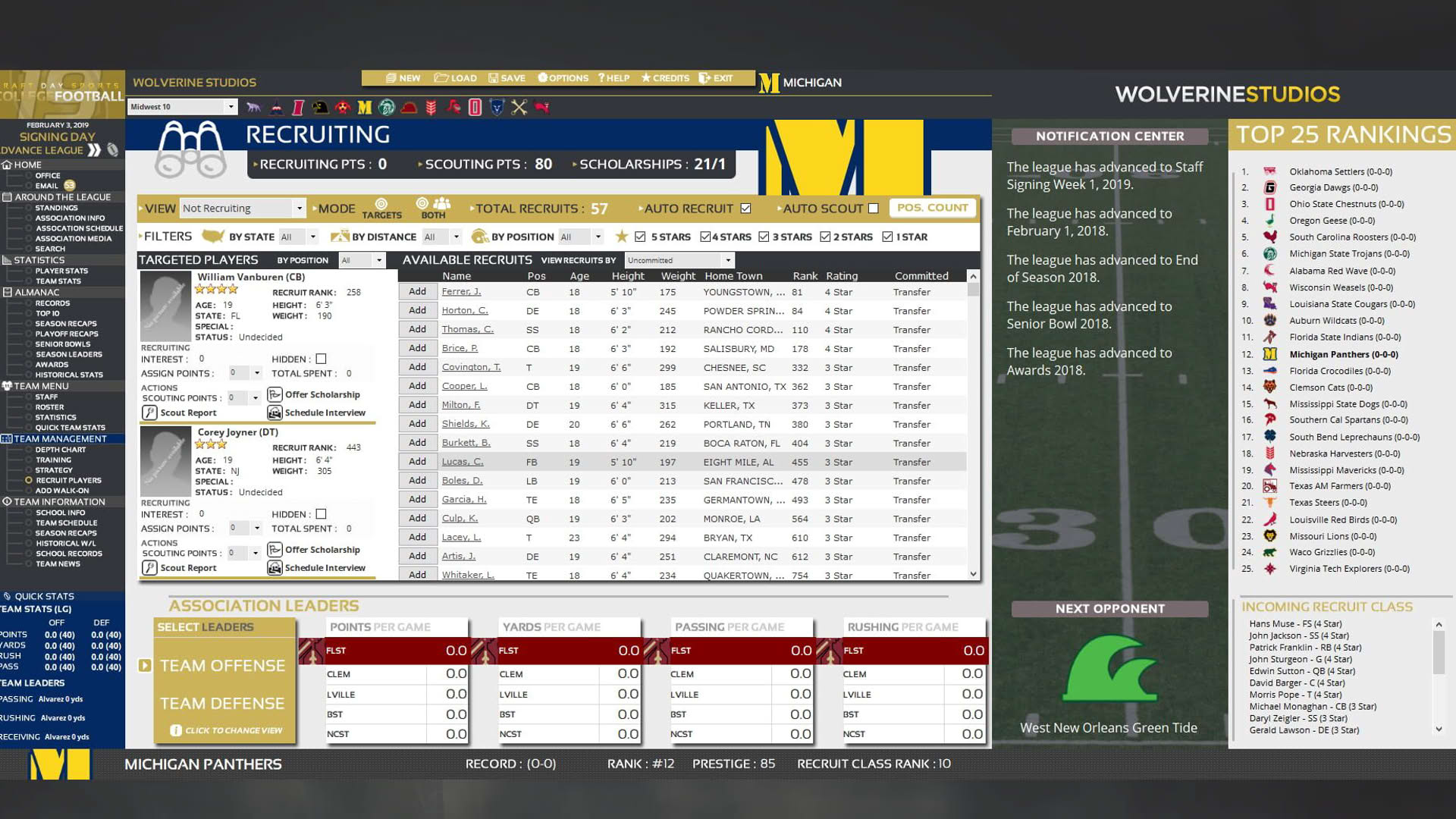 Screenshot for Draft Day Sports: College Football 2019