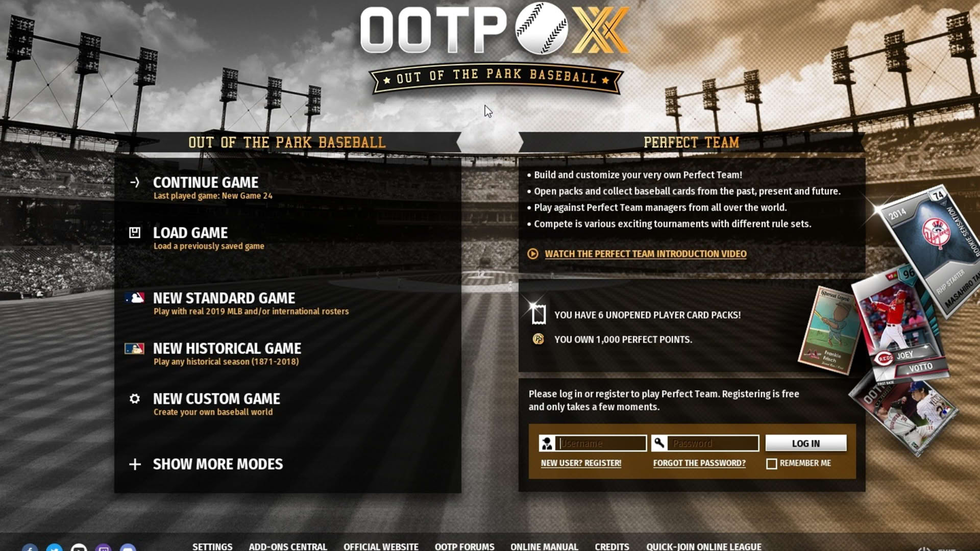 Screenshot for Out of the Park Baseball 20