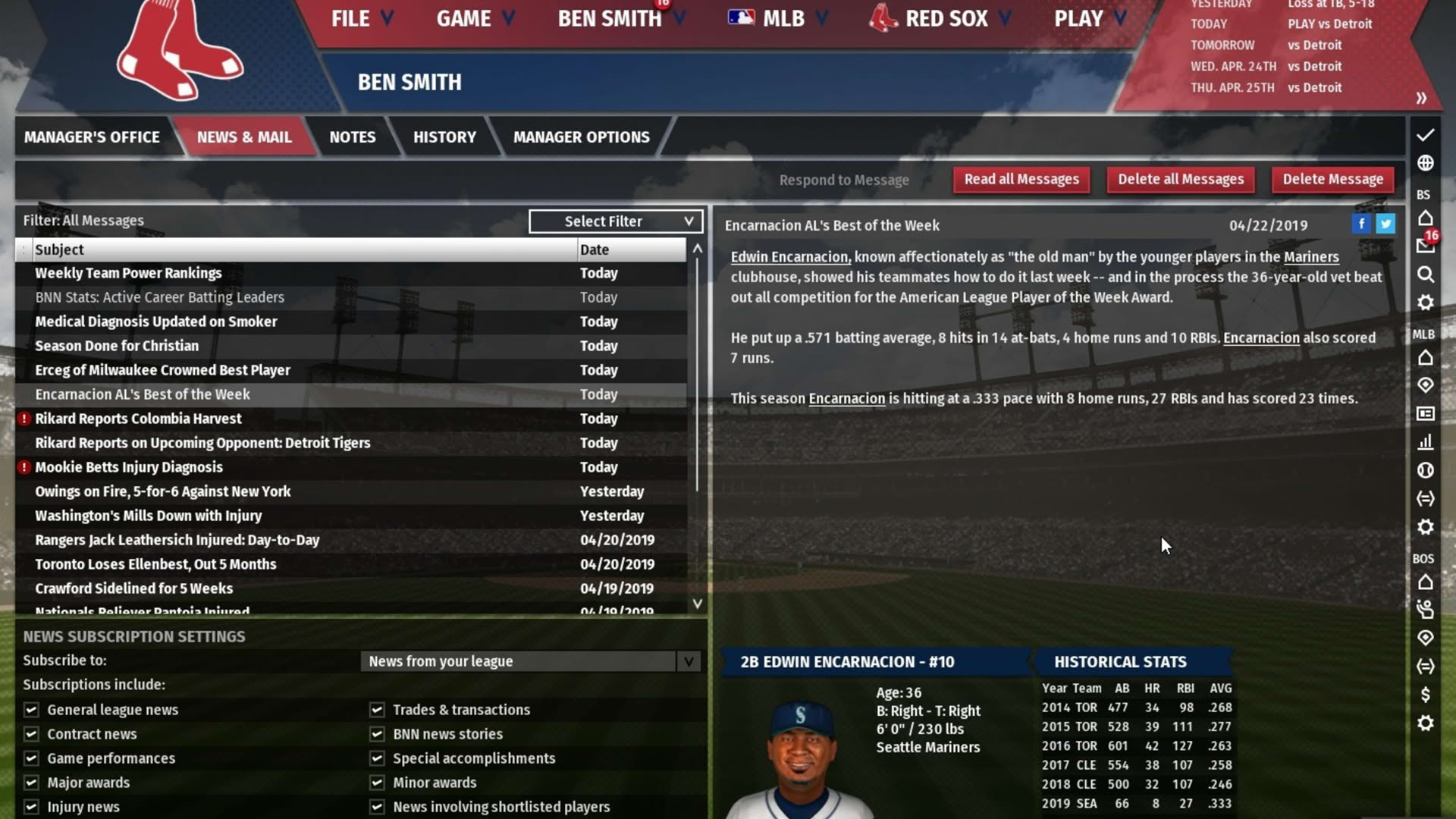 Screenshot for Out of the Park Baseball 20