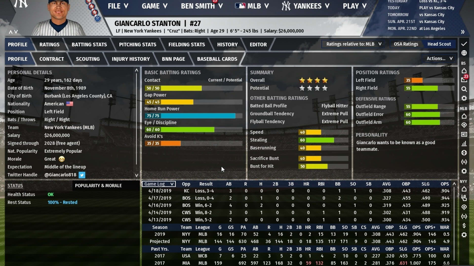 Screenshot for Out of the Park Baseball 20