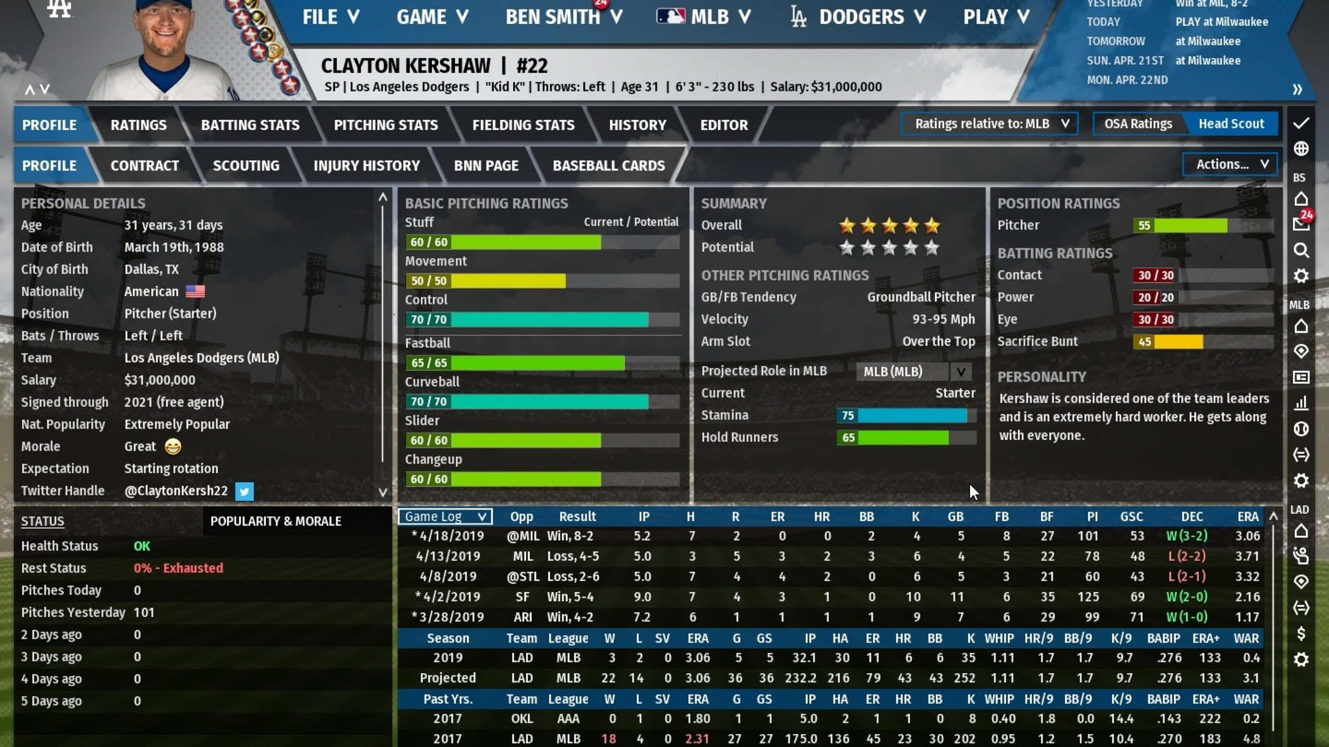 Screenshot for Out of the Park Baseball 20