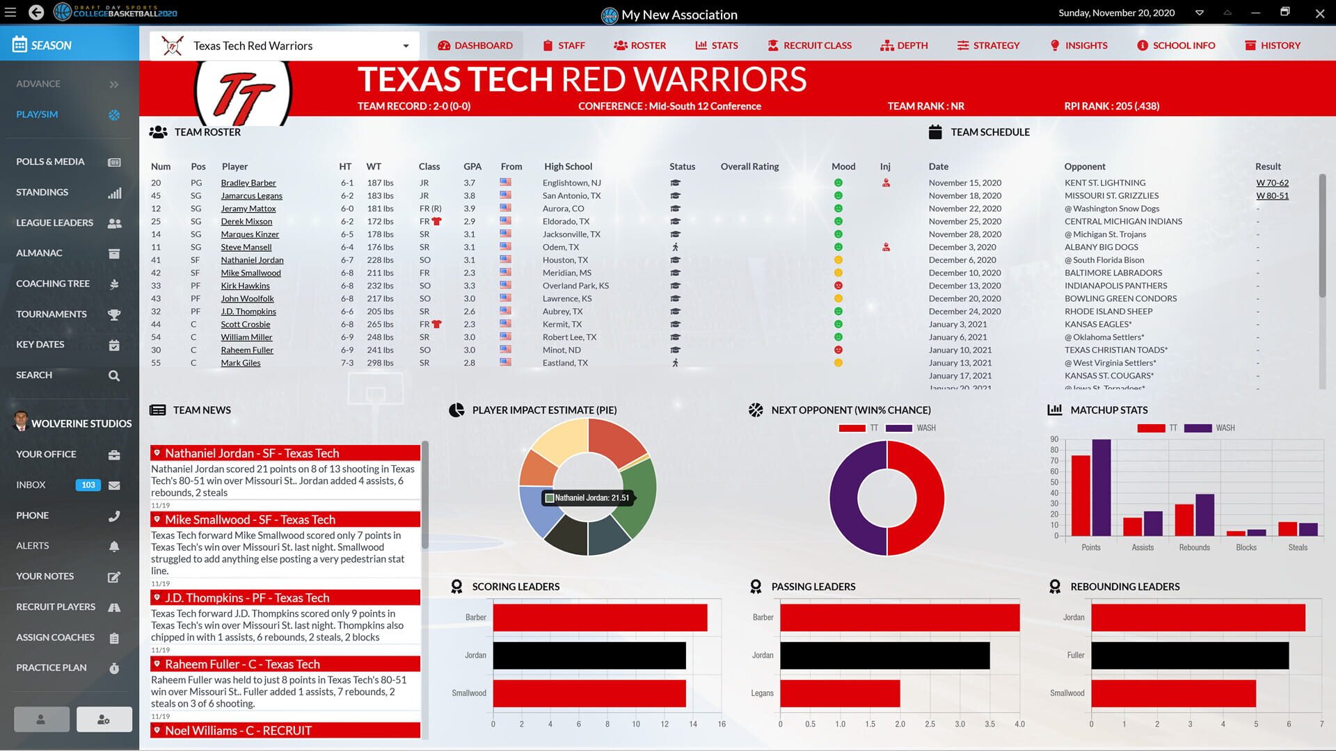 Screenshot for Draft Day Sports: College Basketball 2020