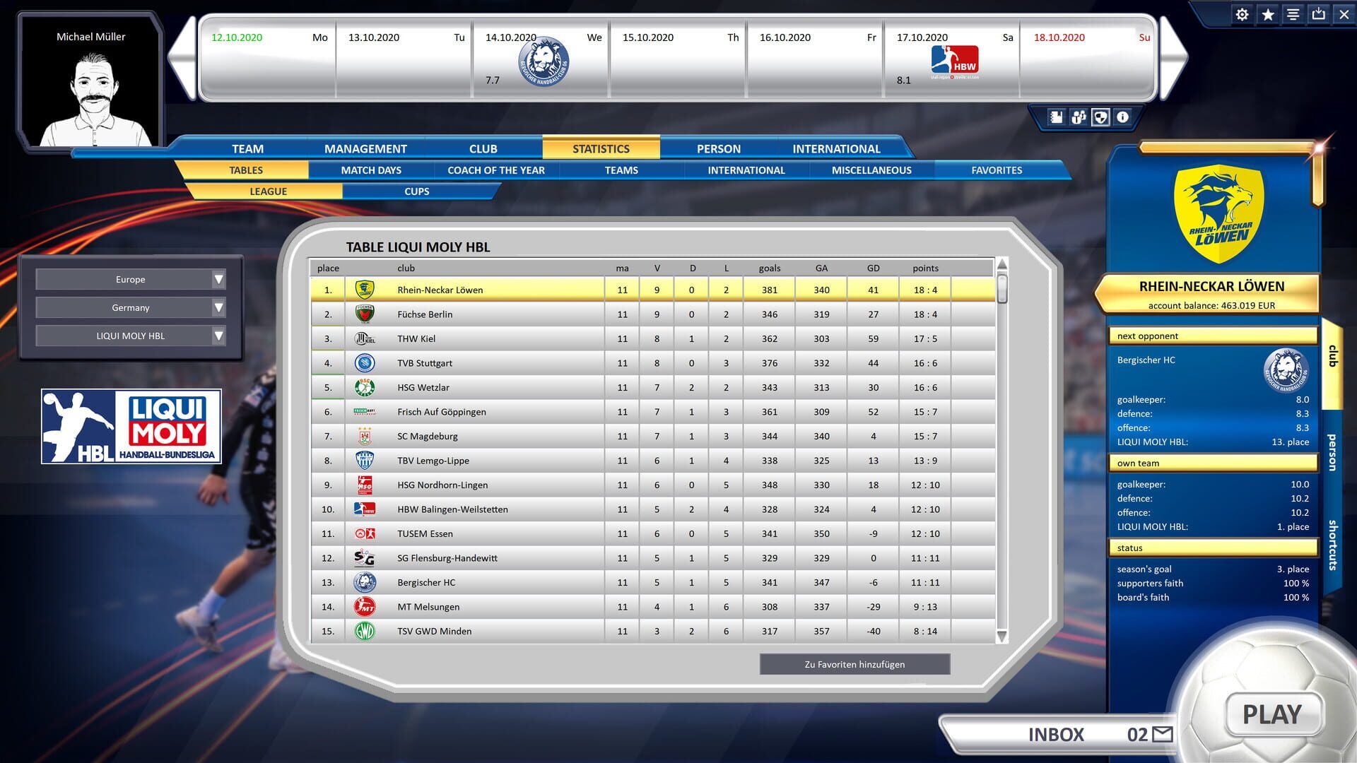 Screenshot for Handball Manager 2021