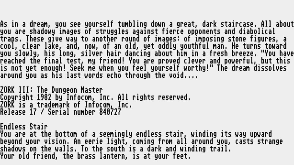 Screenshot for Zork III: The Dungeon Master
