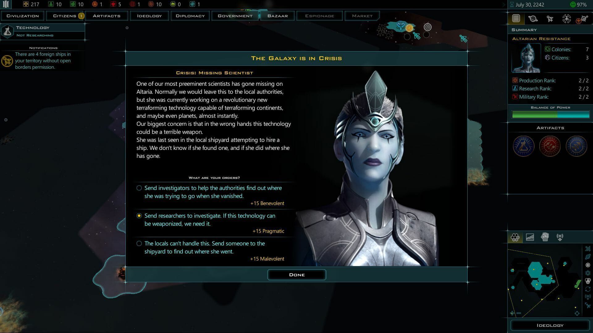 Screenshot for Galactic Civilizations III: Worlds in Crisis
