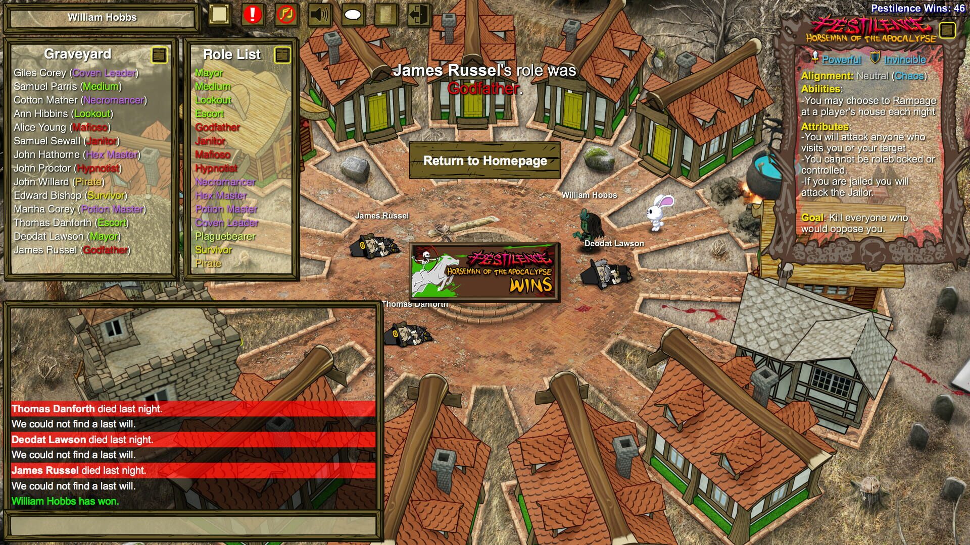 Screenshot for Town of Salem: The Coven