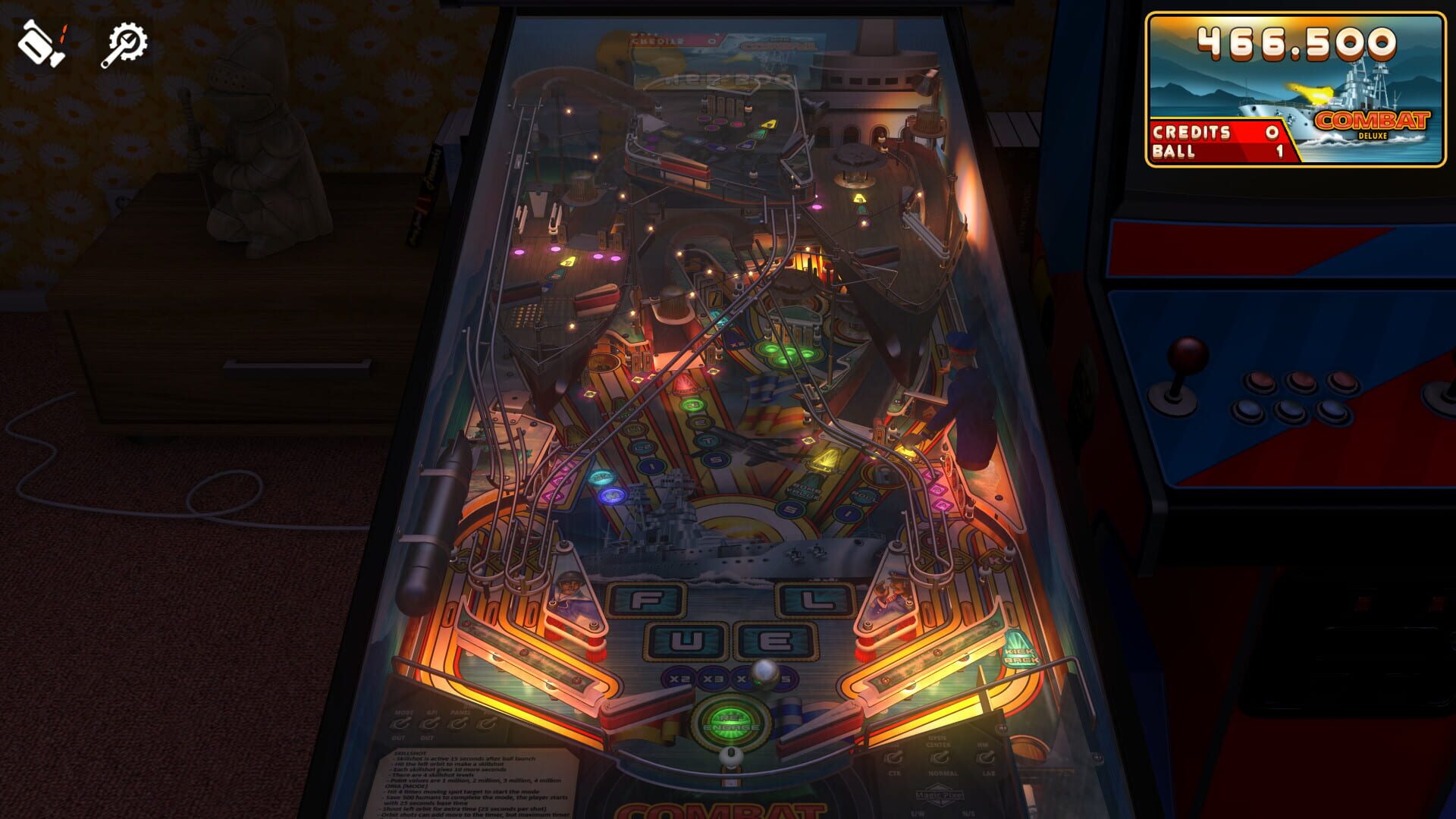 Screenshot for Zaccaria Pinball: Combat Deluxe Pinball Table