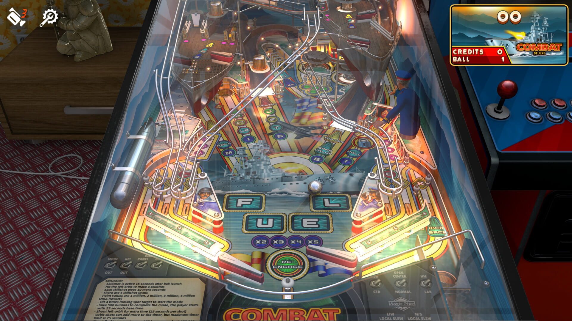 Screenshot for Zaccaria Pinball: Combat Deluxe Pinball Table