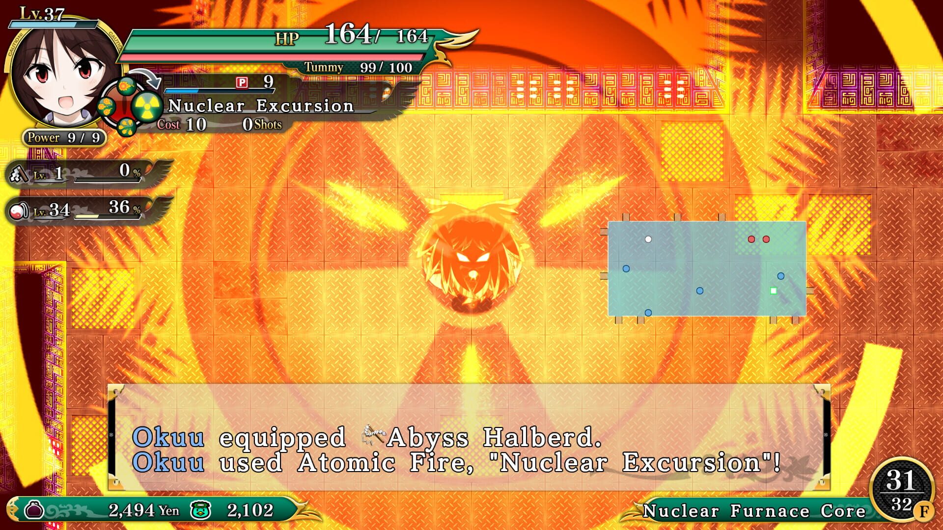 Screenshot for Touhou Genso Wanderer Reloaded: Utsuho Reiuji