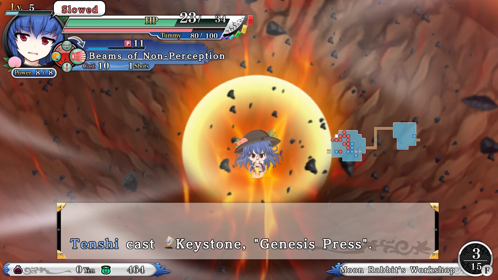Screenshot for Touhou Genso Wanderer Reloaded: Tenshi Hinanawi