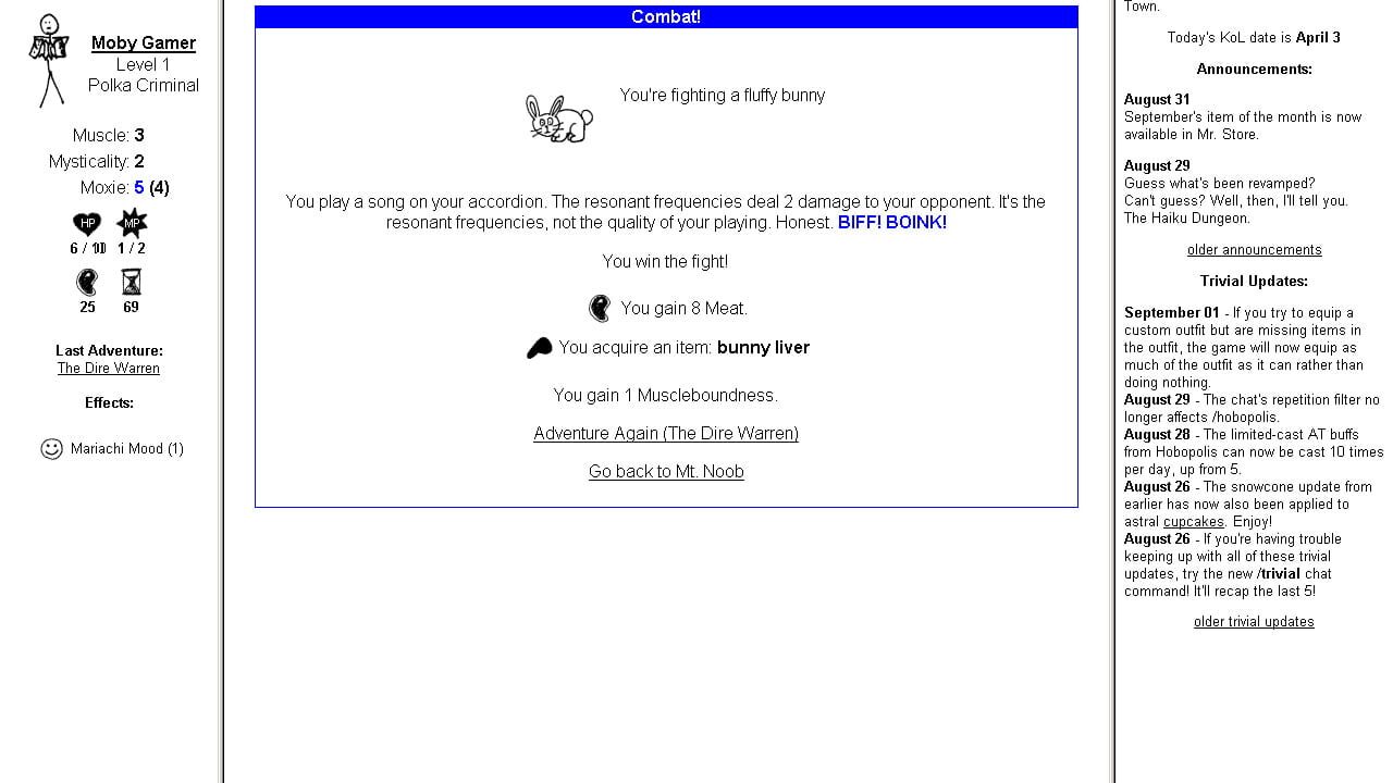 Screenshot for The Kingdom of Loathing