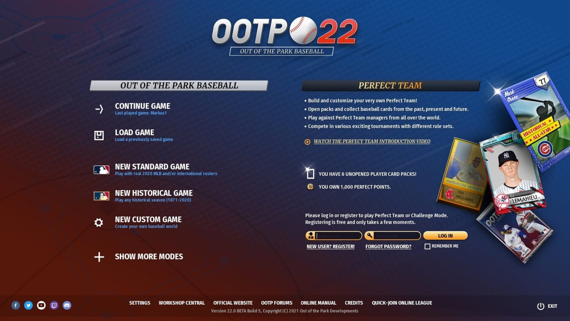 Screenshot for Out of the Park Baseball 22